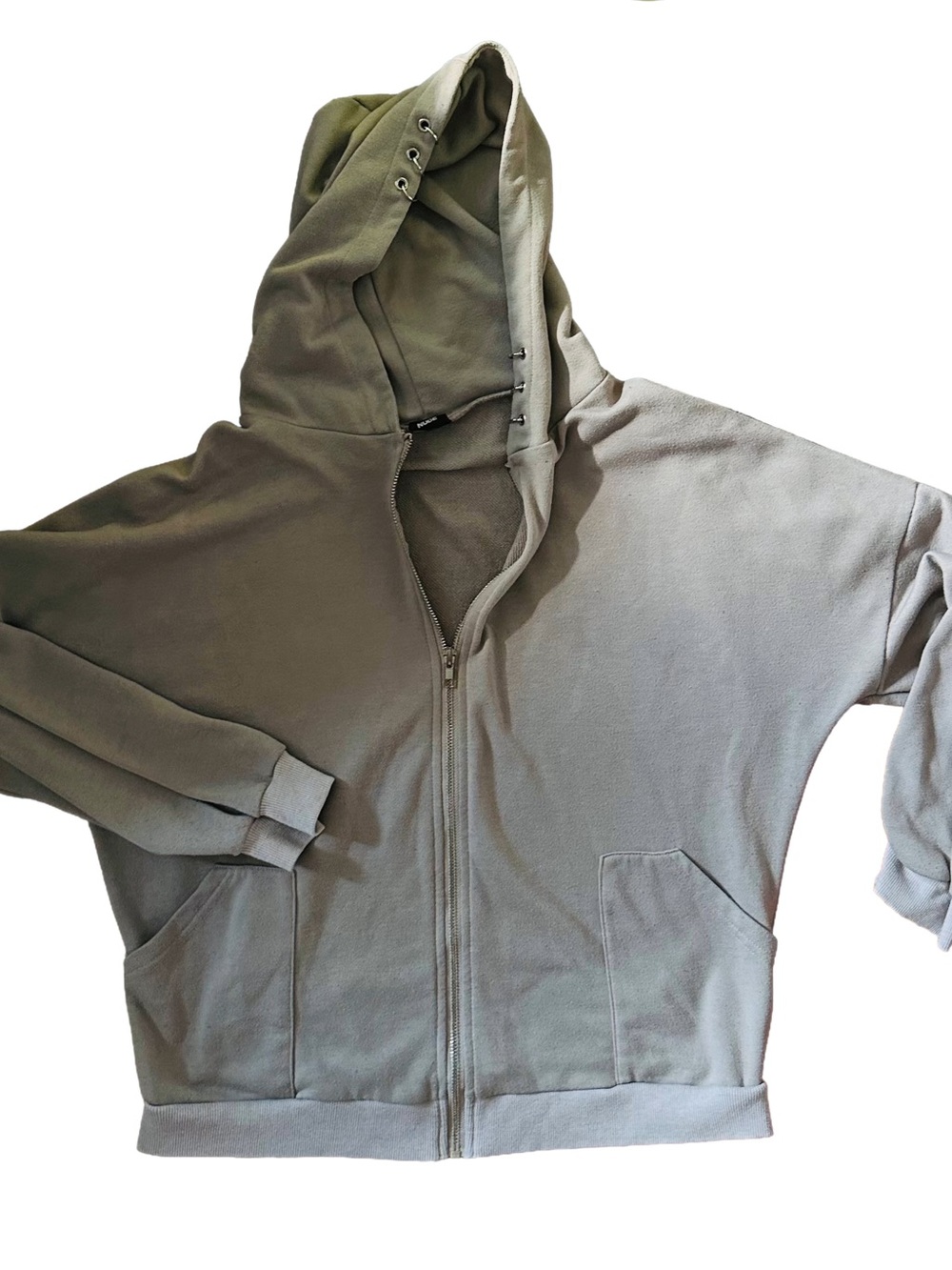 NUDE Zip-Up Hoodie in Light Taupe Gray